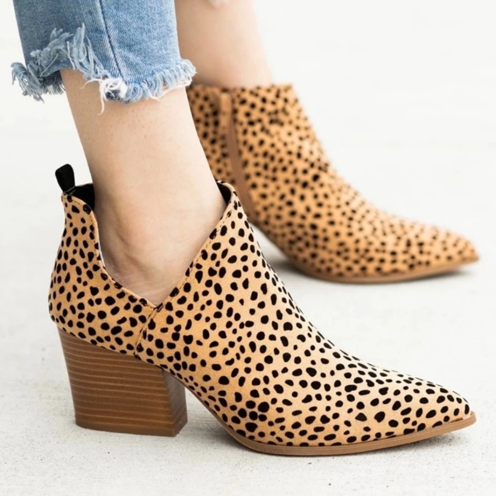 Leopard ankle cut boots